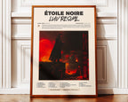 Affiche de l'album Étoile Noire de Luv Resval présentée dans un cadre en bois massif, finition élégante pour une décoration murale artistique haut de gamme.