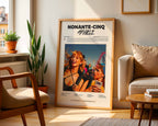 Poster minimaliste encadré de l'album de Angèle posé contre un mur dans un salon lumineux, art mural contemporain.
