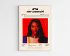 Poster minimaliste encadré de l'album Aya de Aya Nakamura bien visible sur fond blanc, impression premium 300g.