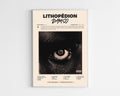 Poster minimaliste encadré de l'album Lithopédion de Damso bien visible sur fond blanc, impression premium 300g.