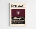Poster minimaliste encadré du club de football Aston Villa bien visible sur fond blanc, impression premium 300g.