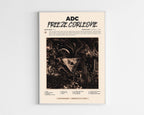 Poster minimaliste encadré de l'album ADC de Freeze Corleone bien visible sur fond blanc, impression premium 300g.