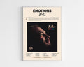 Poster design de l'album Émotions de Jul, style minimaliste avec tracklist et détails de production, idéal pour collectionneur de rap marseillais.