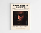 Poster minimaliste encadré de l'album Etoile Noire 2.0 ZLM de Luv Resval bien visible sur fond blanc, impression premium 300g.