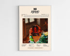 Poster minimaliste encadré de l'album NI de Ninho bien visible sur fond blanc, impression premium 300g.