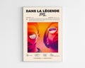 Poster minimaliste encadré de l'album Dans la légende de PNL bien visible sur fond blanc, impression premium 300g.