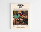 Poster minimaliste encadré de l'album Rooftop de SCH bien visible sur fond blanc, impression premium 300g.