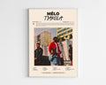 Poster minimaliste encadré de l'album Mélo de Tiakola bien visible sur fond blanc, impression premium 300g.