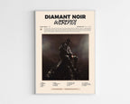 Poster minimaliste encadré de l'album Diamant Noir de Werenoi bien visible sur fond blanc, impression premium 300g.