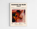 Poster minimaliste encadré de l'album Diamant du Bled de Zola bien visible sur fond blanc, impression premium 300g.